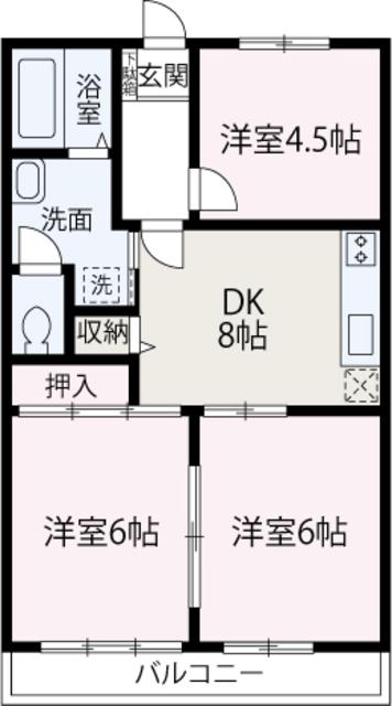 KMマンション(3DK/4階)の間取り写真