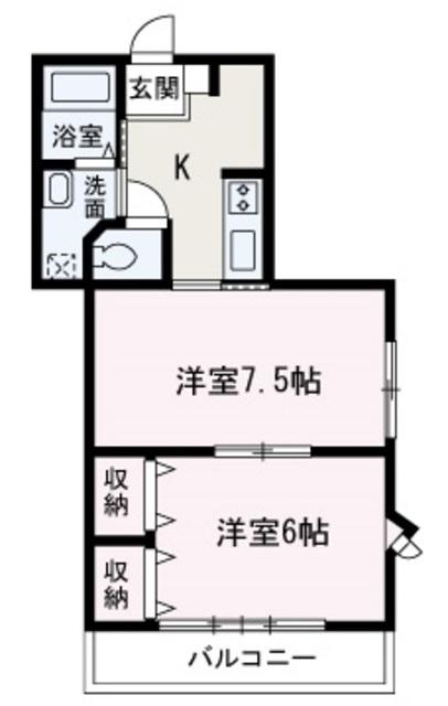 サン平和台(2K/2階)の間取り写真