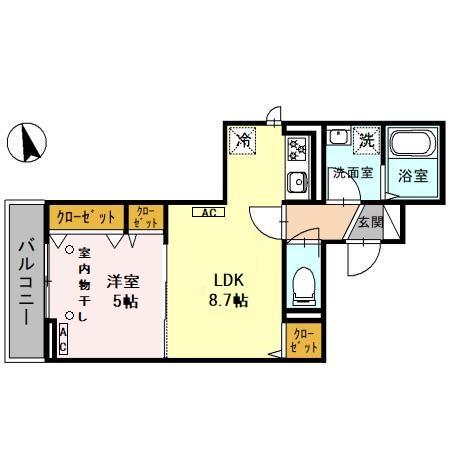 グラナーデ白子(1LDK/3階)の間取り写真