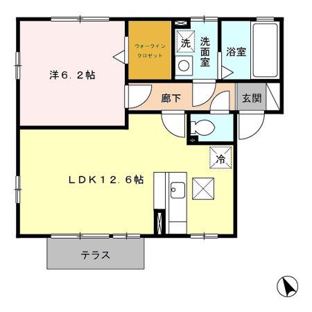 フレスカ ⅠⅡⅢⅣ(1LDK/1階)の間取り写真