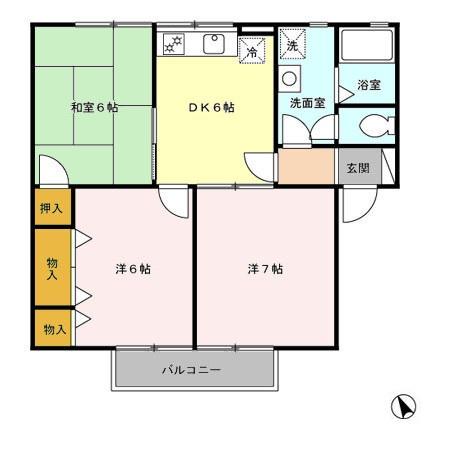 リヴェールコート A/B/C/D/E(3DK/1階)の間取り写真