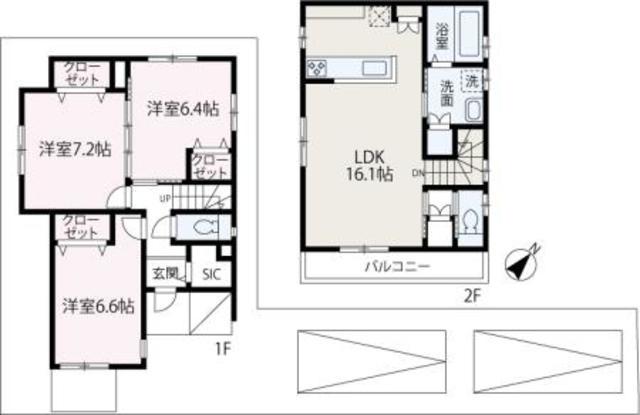 東武鉄道東上線 朝霞台駅 徒歩8分 2階建 築1年(3LDK)の間取り写真