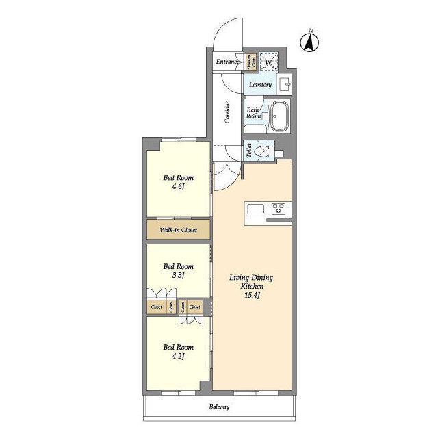 アジールコート練馬中村橋(3LDK/2階)の間取り写真