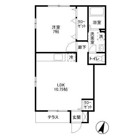 パラッツォ石神井(1LDK/1階)の間取り写真