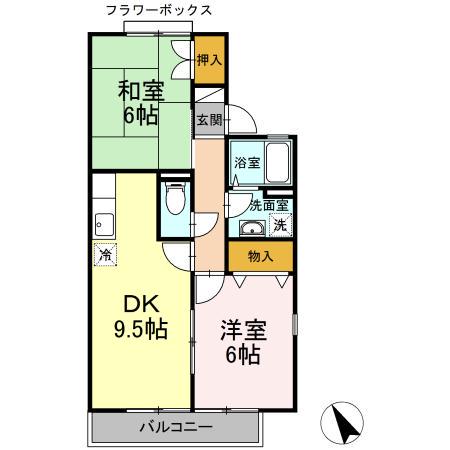 パークアベニュー(2DK/1階)の間取り写真