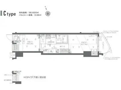 ZOOM新宿夏目坂(2K/4階)の間取り写真