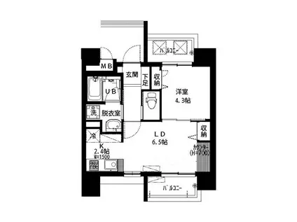 ブランシュール北町(1LDK/6階)の間取り写真