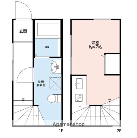 仮 中台アパート(ワンルーム/1階)の間取り写真