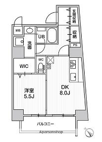 ROOTS HIGASHI NAGASAKI(1DK/9階)の間取り写真