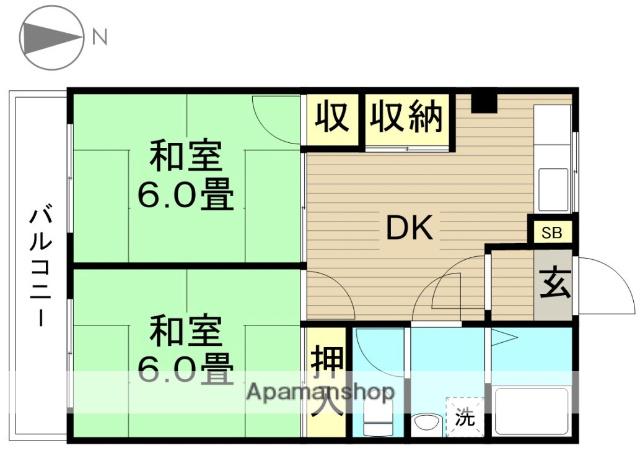 宇田川コーポ(2DK/1階)の間取り写真