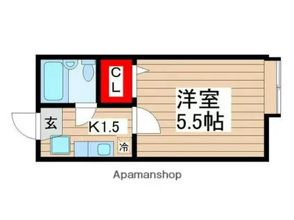 ピュアコート松江(1K/1階)の間取り写真