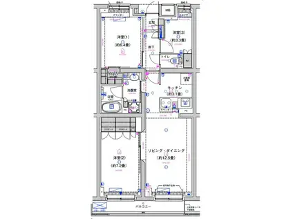 サステナブランシェ本行徳(3LDK/2階)の間取り写真