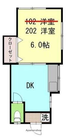 小島荘(1DK/2階)の間取り写真