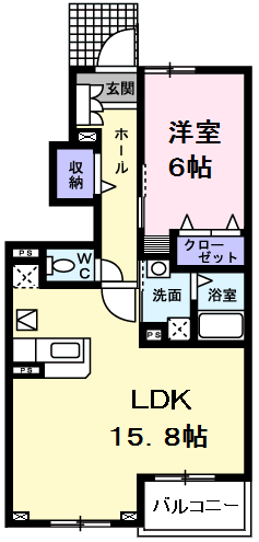 スタニングプレイスⅢ(1LDK/1階)の間取り写真