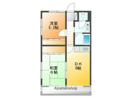 島田第3マンション(2DK/4階)の間取り写真
