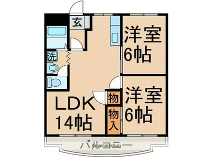 カーサ恵(2LDK/3階)の間取り写真