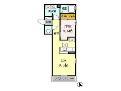 サンモールTM(1LDK/1階)の間取り写真