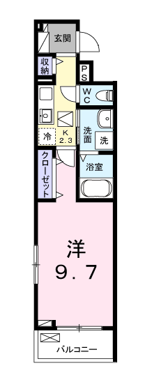 メゾンドヌール山崎Ⅱ(1K/1階)の間取り写真