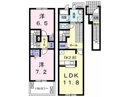 パストラーレ(2LDK/2階)の間取り写真