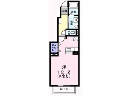 サンライズヴィラⅢ(ワンルーム/1階)の間取り写真