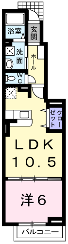ソレイユⅢ(1LDK/1階)の間取り写真