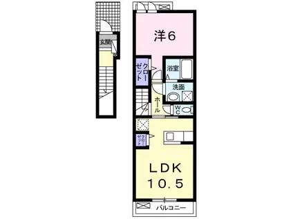 オリーブ(1LDK/2階)の間取り写真