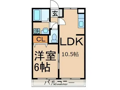 ハイツ上北台(1LDK/1階)の間取り写真