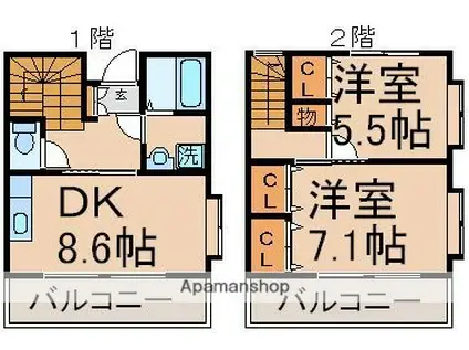 ユングフラウ(2DK)の間取り写真