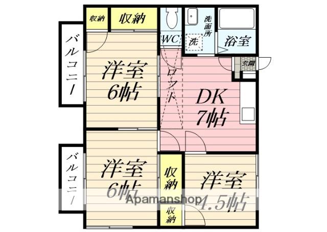 笹本ハイツB棟(3DK/2階)の間取り写真