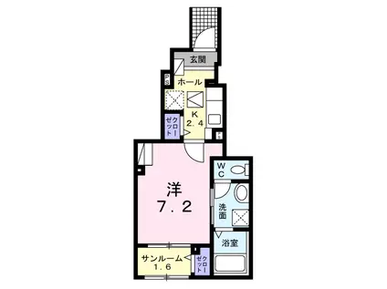 ボニート・K(1K/1階)の間取り写真