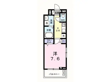 メゾンドヌール山崎Ⅱ(1K/2階)の間取り写真