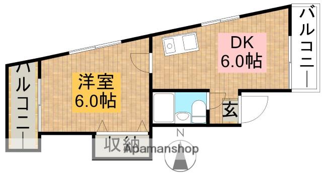 サンバレー赤羽台(1DK/2階)の間取り写真
