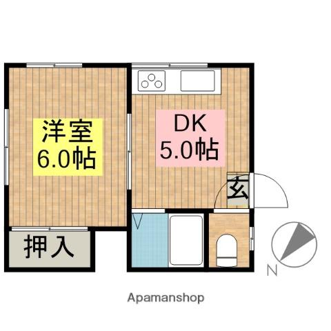 平成荘(1DK/1階)の間取り写真