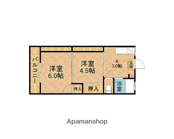 第二ヒルズハウス(2K/2階)の間取り写真