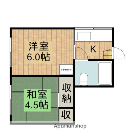松実コーポラス(2K/3階)の間取り写真