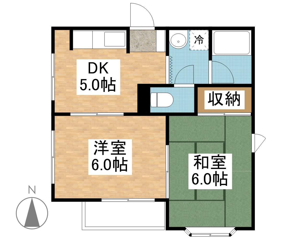 パールハイツ(2DK/2階)の間取り写真