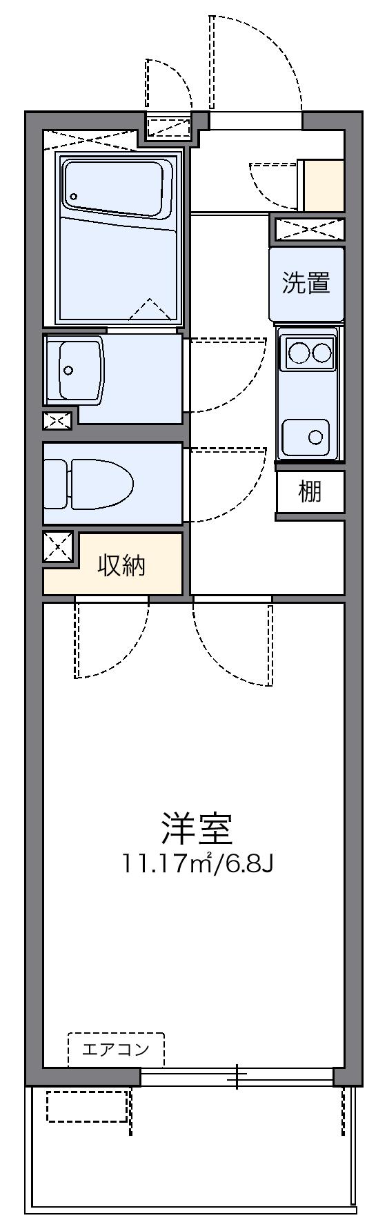 レオネクストカサミラⅡ(1K/1階)の間取り写真