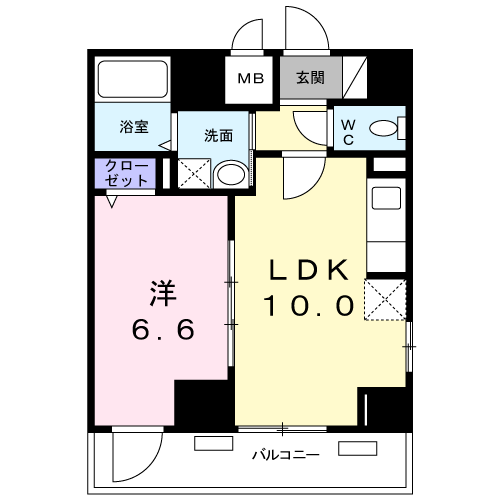 アビタ ヴァン(1LDK/14階)の間取り写真