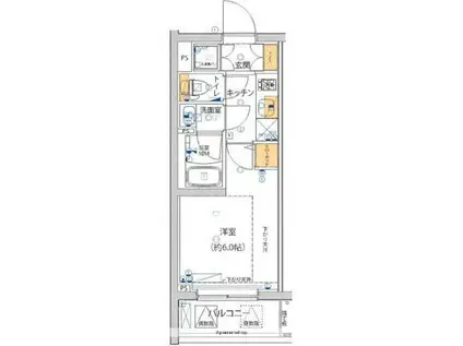 ライジングプレイス綾瀬(1K/2階)の間取り写真