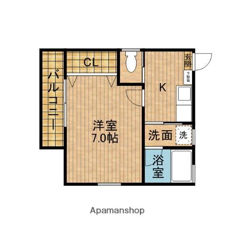 パーシモンハウス(1DK/1階)の間取り写真
