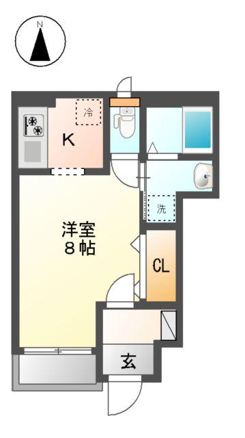 E・Mグローリア(1K/1階)の間取り写真