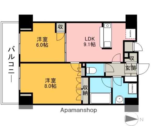 エスティメゾン赤羽(2DK/13階)の間取り写真