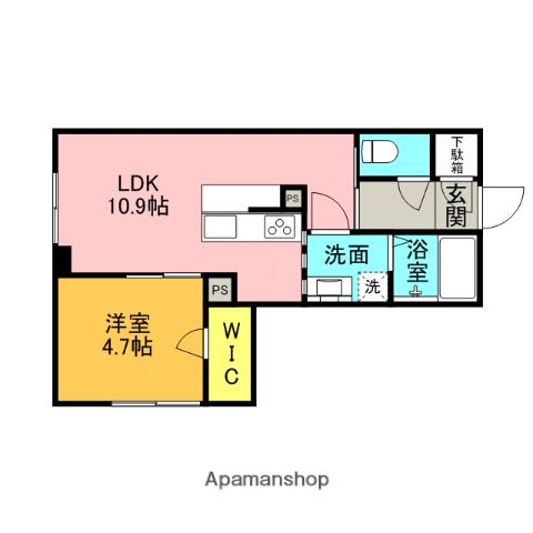 フォレスト真正寺坂(1LDK/1階)の間取り写真