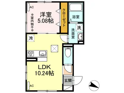 ペイナタルCHIKAI(1LDK/1階)の間取り写真