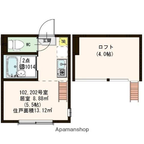 STAGE赤羽西(ワンルーム/1階)の間取り写真
