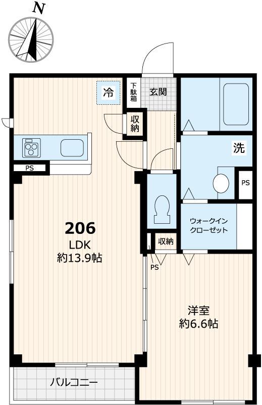 ハレ アロヒ 清水坂(1LDK/2階)の間取り写真