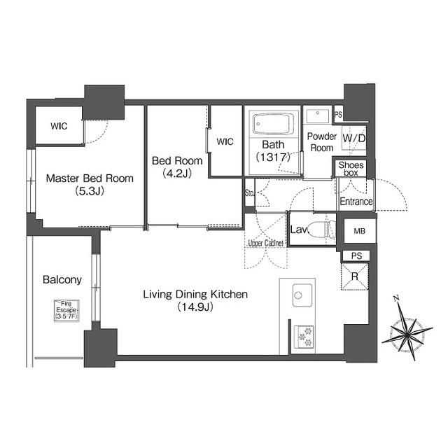 コンフォリア日暮里(2LDK/4階)の間取り写真