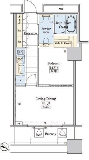 レジディアタワー上池袋(1LDK/5階)の間取り写真