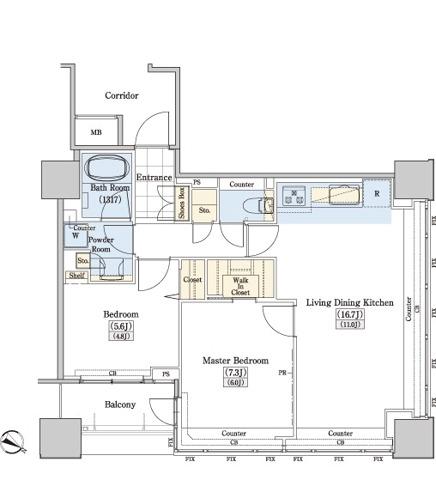 レジディアタワー上池袋(2LDK/15階)の間取り写真