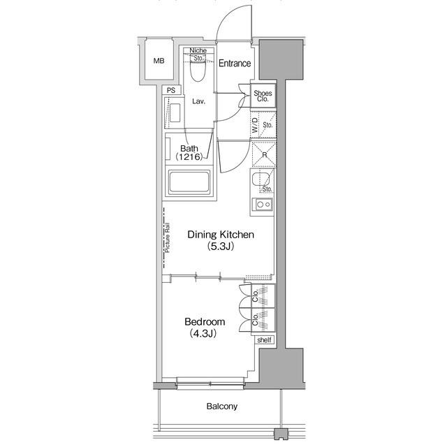 ザ・パークハビオ滝野川(1DK/8階)の間取り写真
